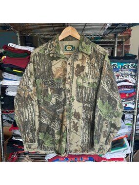 Vintage 90s Cabela's Realtree Chamois Hunting Shirt Jacket Camo Outdoor Flannel